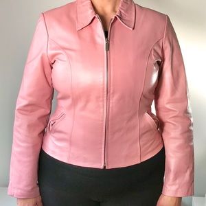 Edge Italian Fashions Pink Leather Jacket Sz L